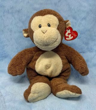 Ty Pluffies Brown Dangles The Monkey Sewn Eyes 11 " Plush Stuffed Toy