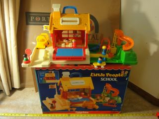Vintage Fisher - Price Little People School House,  Playground