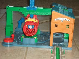 2009 Thomas Friends TrackMaster Spin and Fix Thomas at Sodor Steamworks Train Se 7