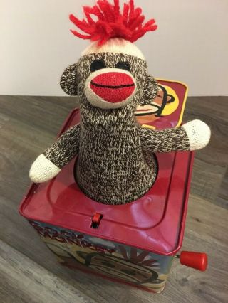 Sock Monkey Jack - In - The - Box - Classic Tin Toy - Schylling