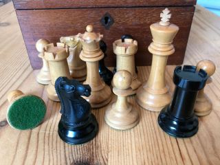 Antique English Staunton Chess Set,  Crown Marks,  Weighted,  King Nr 9cm