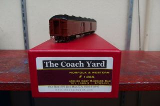 The Coach Yard Norfolk & Western Arched Roof Baggage Car 1365 Brass N&w 1389.  3