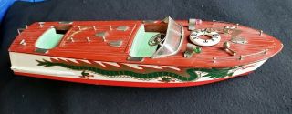Vintage Tmy 18 " Toy Wooden Motorized Dragon Speed Boat,  Japan