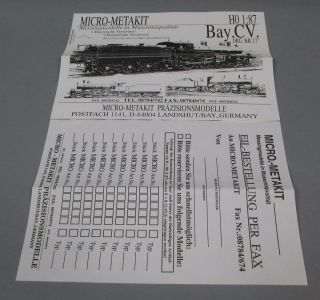 Micro Metakit 96300H HO Scale K.  Bay.  STS.  B.  CV 4 - 6 - 0 Steam Locomotive 2302 LN 8