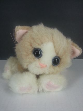Kitty Kitty Kittens Tan White Purring Plush Cat Soft Toy Blue Eyes Pink Bow