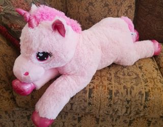 Giant Pink Unicorn 4ft Plush Jumbo Valentines Stuffed Animal Large Usa