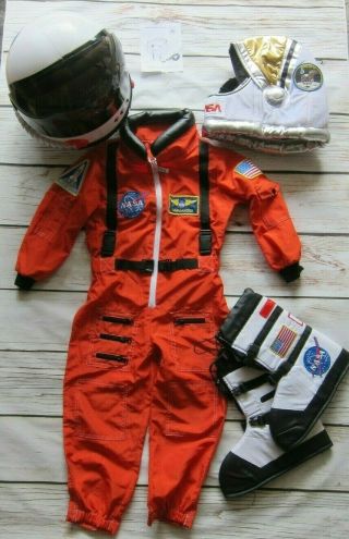 Full Astronaut Costume Halloween,  Overall,  2 Helmets,  Boots,  4 - 6 Years