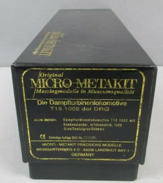 Micro Metakit 00300H HO Scale DRG Class T18 4 - 6 - 2 Pacific Steam Engine 1002 LN 10