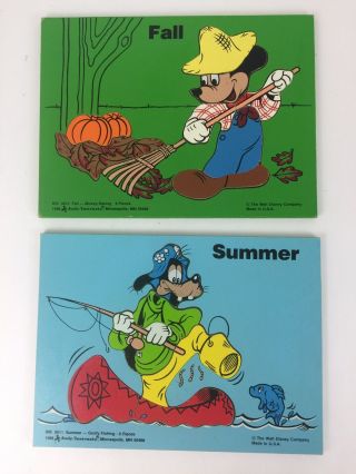 Vtg 80s Judy Instructo Puzzles Disney Mickey Mouse Goofy Seasons Fall Summer