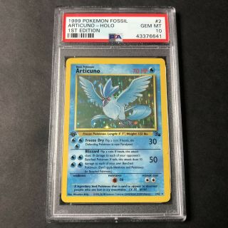 1st Edition Articuno Holo Rare 1999 Pokemon Card 2/62 Fossil Set Psa 10 Gem
