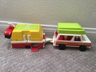 Vintage Fisher Price Little People Car & Pop - Up Camper 992 – Nearly Complete 3