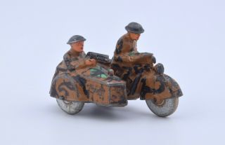 Vintage Barclay Manoil Lead Motorcycle W/ Sidecar Toy Soldier Machine Gun