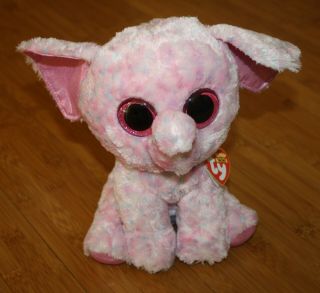 Nwt Ty Beanie Boos Ellie The 9 " Pink Elephant Stuffed Plush Toy Medium Sparkle