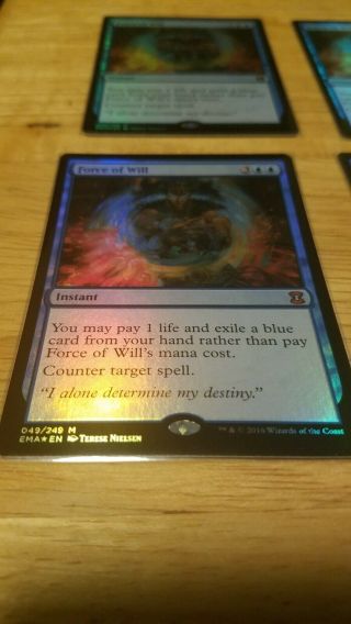 4 MTG Force of Will Eternal Masters NM - Foil 4