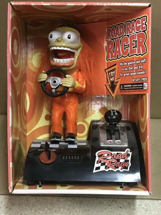 Vintage Gemmy Industries Road Rage Racer Animated Crazy Guy Orange Hair Rare