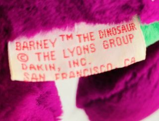 Dakin Barney Backyard Gang Purple Dinosaur 10 
