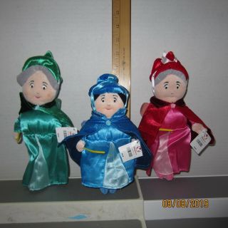 3 Nwt Cinderella Fairy Godmother Disney Store Exclusive Bean Bag Plush Dolls