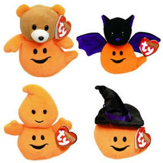 Ty Halloweenie Beanie Babies - Halloween 2012 Complete Set Of 4 - Mwmts Halloween