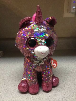 Ty Flippables Magic Reverse Sequined Sparkle The Pink Unicorn 10” Beanie Boo