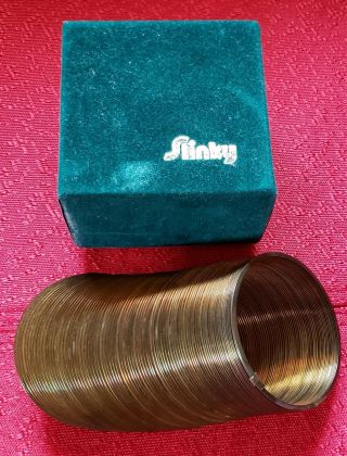 Vintage Slinky Gold Brass Executive Limited Edition In Green Felt Box