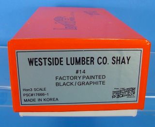 TG HOn3 BRASS PRECISION SCALE CO.  WEST SIDE LUMBER CO.  3 TRUCK SHAY 14 RUN 2