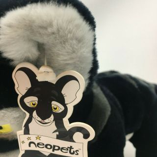 Neopets Shadow Kougra Plush Stuffed Animal Black gray 2003 tag attached 2