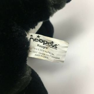 Neopets Shadow Kougra Plush Stuffed Animal Black gray 2003 tag attached 5