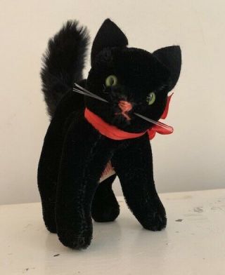 Old Hermann Mohair Black Halloween Cat Vintage Germany