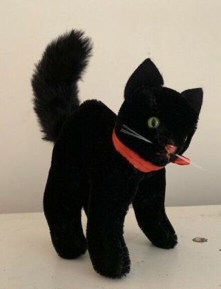Old Hermann mohair black Halloween cat vintage Germany 3