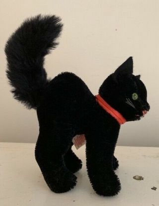 Old Hermann mohair black Halloween cat vintage Germany 4