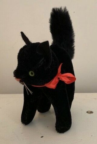 Old Hermann mohair black Halloween cat vintage Germany 6