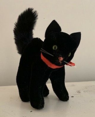 Old Hermann mohair black Halloween cat vintage Germany 8