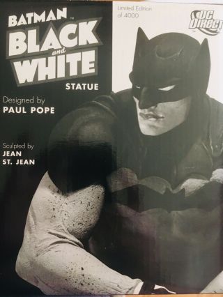 Dc Direct Black & White Batman Statue By Paul Pope Limited Edition 1044/4000
