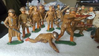 Metal army Men Vintage Military WWII British Doughboys Soldiers,  4 Indians 2