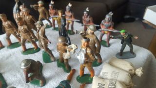 Metal army Men Vintage Military WWII British Doughboys Soldiers,  4 Indians 5