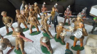 Metal army Men Vintage Military WWII British Doughboys Soldiers,  4 Indians 7