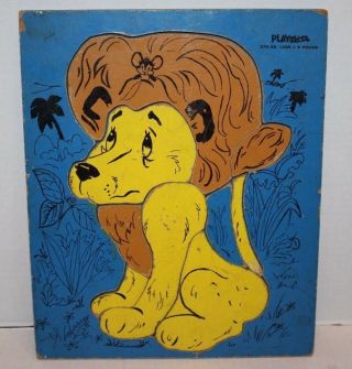 Vintage Playskool Lion 9 Piece Wood Tray Puzzle 275 - 39