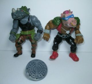 1988 Teenage Mutant Ninja Turtles Bebop Rocksteady Soft Head Figure Set Tmnt