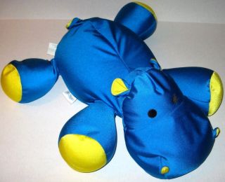 Moshi Hippo Teal Blue Yellow 21 " Microbead Stuffed Animal Pillow Toy