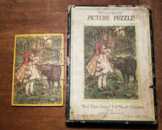 Vtg 15pc Madmar Wood Jigsaw Puzzle Fairy Tale Little Red Riding Hood Ob Complete