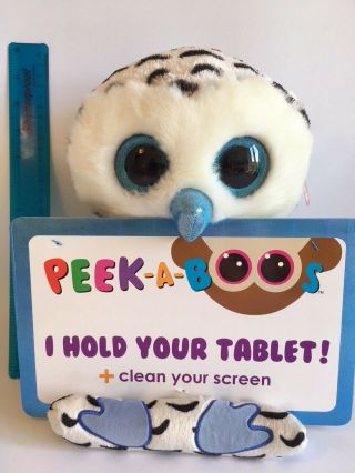 Ty Peek - A - Boo Tablet / Ipad Holder Soft Toy 30cm Tall X 23cm Wide - Omar Owl