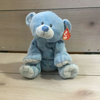 A108 Ty Pluffies Blue Baby Woods Teddy Bear Plush 10 " Stuffed Toy Lovey