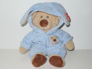 Ty Baby Pluffies Pj Bear Blue Love To Baby Plush Non Removable Pajamas 2005 12 "