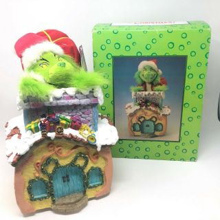 Beverly Hills Teddy Bear Co How Grinch Stole Christmas Animated Chimney W/ Box