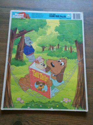 Pound Puppies 1987 Golden Extra Thick Frame Tray Puzzle