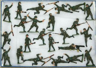 Old Britains 1950s Lead,  British Army In Battledress & Gas Masks 23 Pc Set 1614