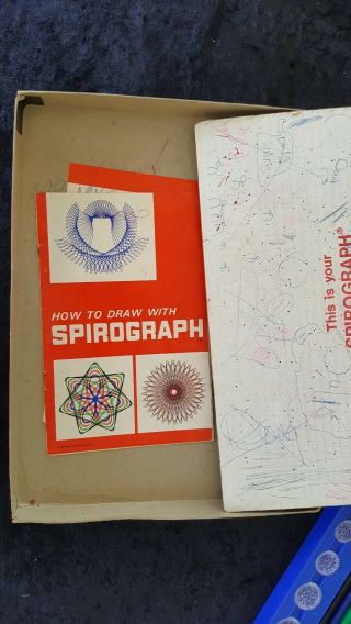 Vintage Classic Kenner Spirograph no.  401 c.  1967 Blue Tray COMPLETE 4