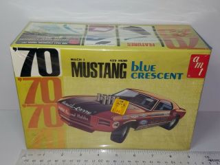1/25 Amt Blue Crescent 1970 Ford Mustang Mach I 429 Hemi Unsealed Model Kit