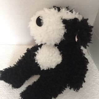 Aurora Black White Plush Sheep Dog Puppy Curly Fur Floppy 14 " Wooly Stuffed Toy