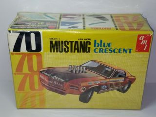 1/25 Amt 1970 Ford Mustang Mach I 429 Hemi Blue Crescent Unsealed Model Kit